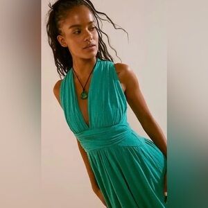 Free People Beach Teal Backless Dress Size Small